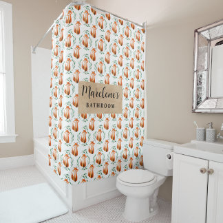 Personalized Cute woodland Fox kids bathroom Shower Curtain