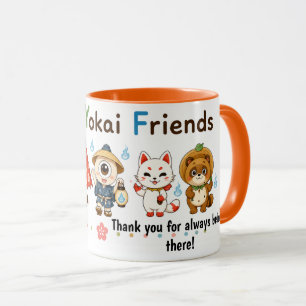 Personalized Cute Yokai Friends Mug Custom Name