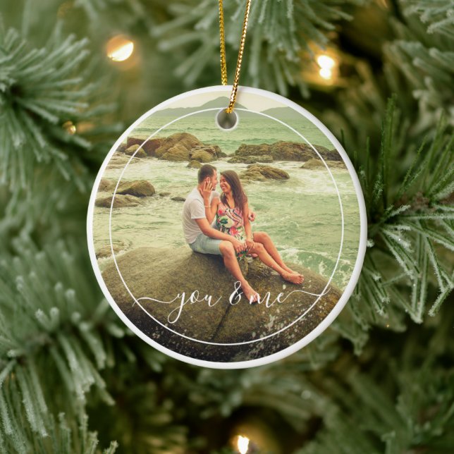 Personalized Cute You And Me In Love Ceramic Ornament (Tree)
