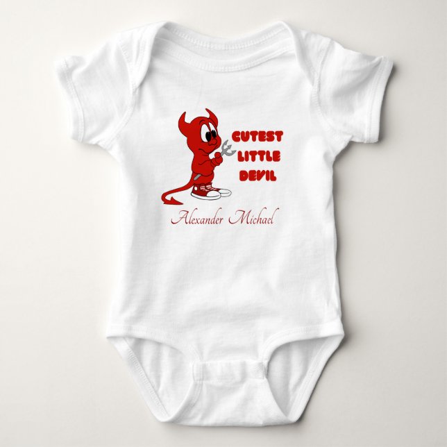 Personalized Cutest Little Devil , Halloween Baby Bodysuit (Front)