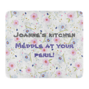 Personalized cutting board with ditsy flowers