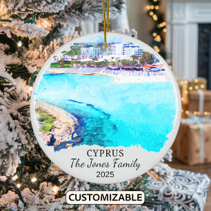 Personalized Cyprus Ornament, Cyprus Gift Ceramic Ornament