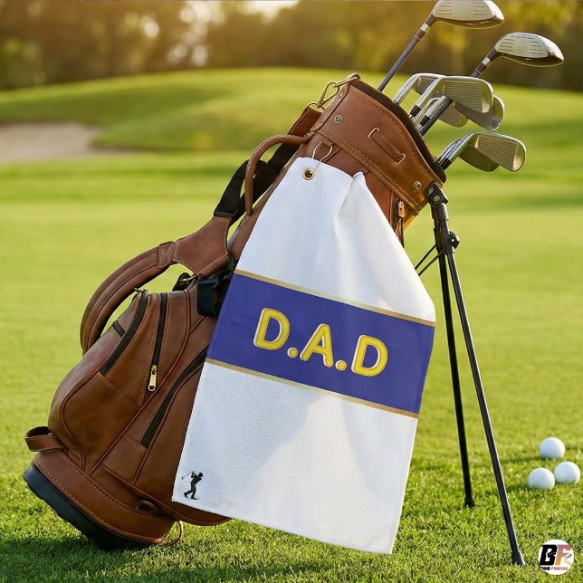 Personalized D.A.D Blue & Yellow Custom Father's D Golf Towel (Creator Uploaded)