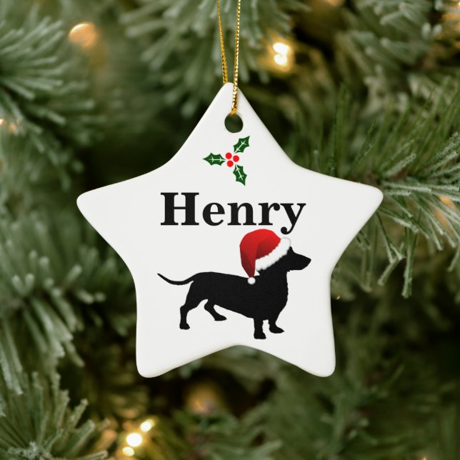 Personalized Dachshund Dog Christmas Ornament (Tree)
