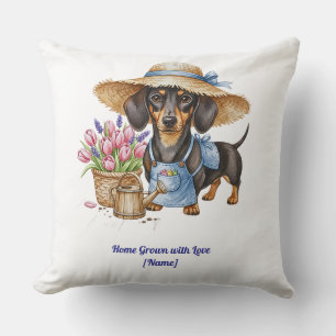 Personalized Dachshund Garden Throw Pillow