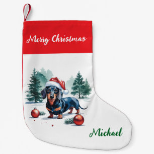 Personalized Dachshund in Santa Hat Christmas Small Christmas Stocking