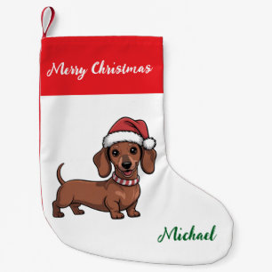 Personalized Dachshund in Santa Hat Christmas Small Christmas Stocking