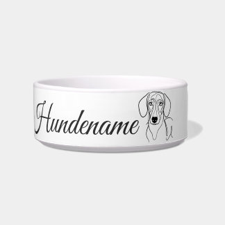 Personalized Dachshund Minimalist Line Art Dog Bow Bowl