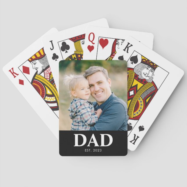 Personalized Dad Established Photo Fathers Day Playing Cards (Back)