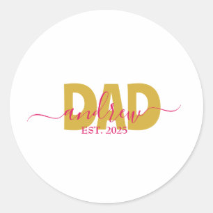 PERSONALIZED DAD TO BE CLASSIC ROUND STICKER