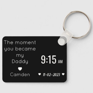 Personalized Daddy Moment Custom Birth Time, photo Key Ring