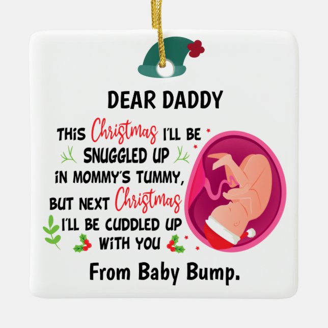 Personalized Daddy To Be from Baby Bump Christmas Ceramic Ornament (Front)
