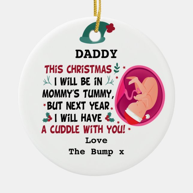 Personalized Daddy To Be from Bump Christmas Ceramic Ornament (Front)