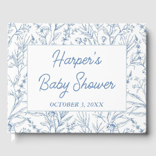 Personalized Dainty Blue Floral Baby Shower Guest Book