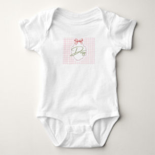 Personalized Daisy Baby Girl Nursery Bow&Gingham Bodysuit