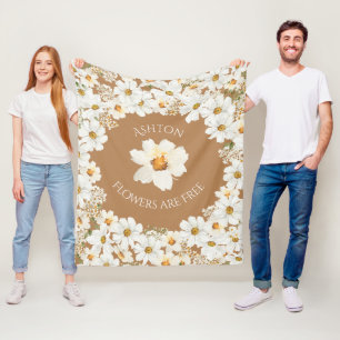 Personalized Daisy Floral Flowers are Free  Fleece Blanket