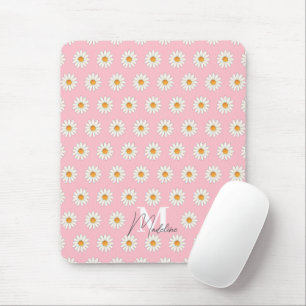 Personalized Daisy Floral Mousepad – Custom Name