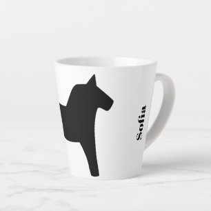 Personalized Dala Horse Black Latte Mug