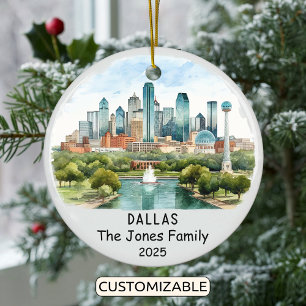 Personalized Dallas Ornament, Texas Ceramic Ornament