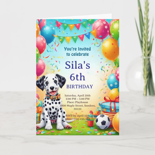 Personalized Dalmatian Birthday Invitation (Front)