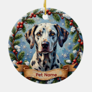 Personalized Dalmatian Christmas Ceramic Ornament