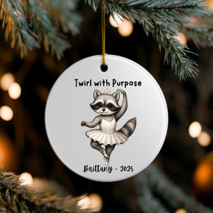 Personalized Dance Raccoon Ornament, Ballet gift Ceramic Ornament
