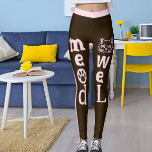 Personalized Dark Brown Pink Stripes Pet Cat  Leggings
