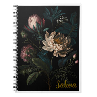 Personalized Dark Floral Notebook