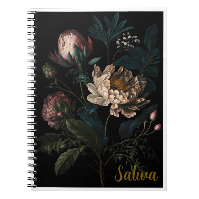 Personalized Dark Floral Notebook (Front)