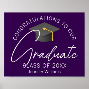 Personalized Dark Purple 2025 Graduation Party Poster