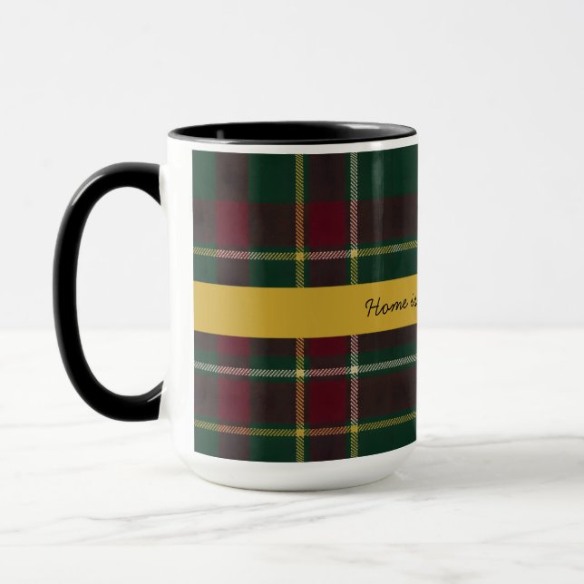 Personalized Dark Tartan Plaid Custom Quote | Scot Mug (Left)