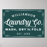 Personalized Dark Teal Laundry Wash Dry Fold Sign