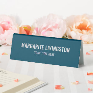 Personalized Dark Turquoise Nameplate Desk