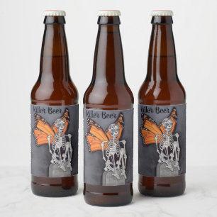 Personalized Day of the Dead Halloween Skeleton Beer Bottle Label