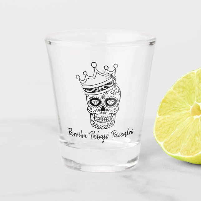 Personalized Day of the Dead Sugar Skull TOAST Shot Glass (Front)