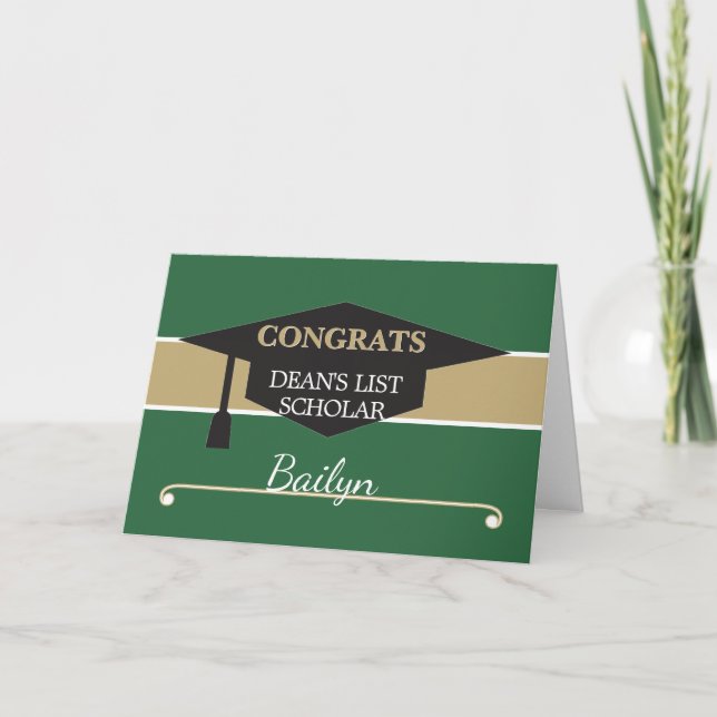 Personalized DEAN'S LIST Scholar congrats card (Front)
