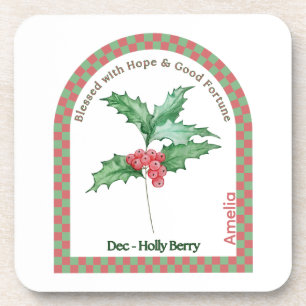 Personalized December Birth Month Flower Coaster