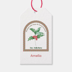 Personalized December Birth Month Flower Gift Tags