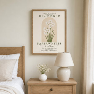 Personalized December Paperwhite Birth Flower  Poster