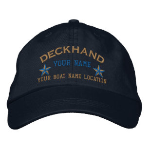 Personalized Deckhand Stars Ball Cap Embroidery