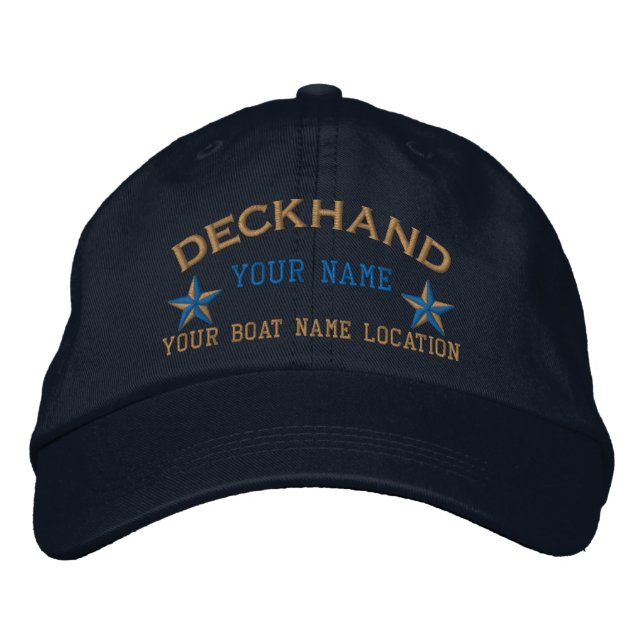 Personalized Deckhand Stars Ball Cap Embroidery (Front)