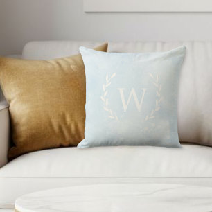 Personalized Decorative Pillow, White Initial Cushion