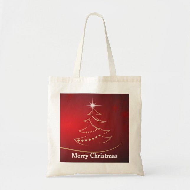 Personalized Decorative Santa Tree Christmas Gift Tote Bag (Front)