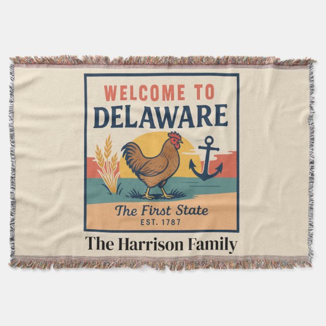 Personalized Delaware Throw Blanket (Front)