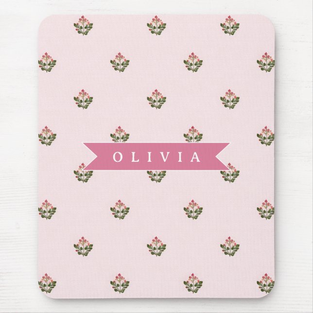 Personalized Delicate Botanical Floral Romantic Mouse Pad (Front)