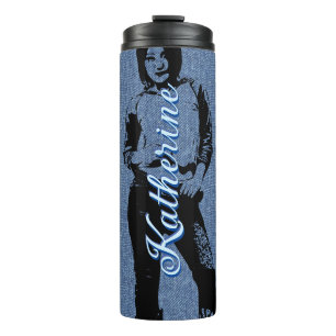 PERSONALIZED DENIM COWGIRL THERMAL TUMBLER