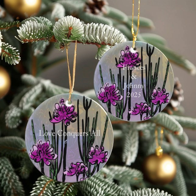 Personalized Desert Bloom Art Keepsake Ornament (Love Grows Here. This personalized Desert Bloom ornament is a beautiful keepsake.)