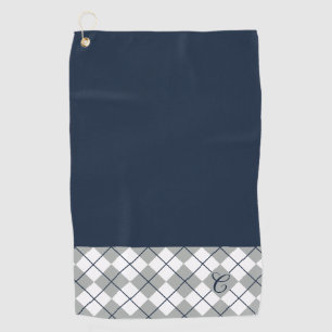 Personalized Design in Blue, White and Gray    Golf Towel
