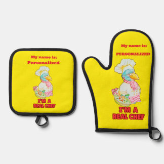 Personalized Designed Kitchen Oven Mitt & Pot Holder Set