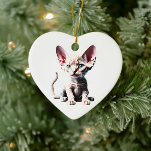 Personalized Devon Rex Kitten Ceramic Ornament